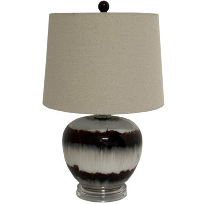 Sepia Shadows Squat Table Lamp With Linen Shade Warm from B&Q