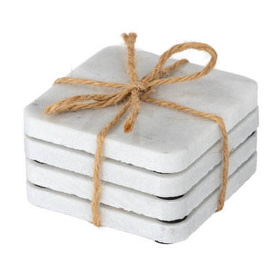 Square Marble Coasters Set Of Four With Unique Veining from B&Q
