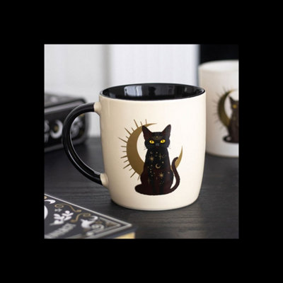  - Black Cat Crescent Moon Ceramic Mug 370Ml Microwave Safe