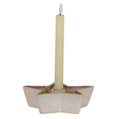 Kdmk Solace Small Cement Star Candle Holder - White - Image 3
