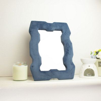  - Royal Blue Soft Squiggly Wall And Table Mirror With Chunky Frame