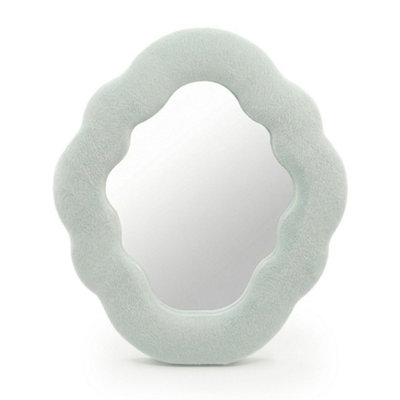  - Soft Squiggly Cloud Blue Wall Mirror With Velvet Frame