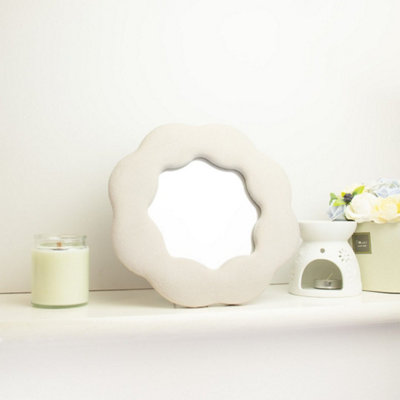  - Stone Soft Squiggly Flower Mirror 25Cm Square