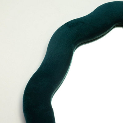  - Royal Teal Oval Pebble Velvet Frame Wall Mirror