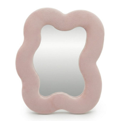  - Rose Blush Soft Squiggly Square Mirror For Wall And Table