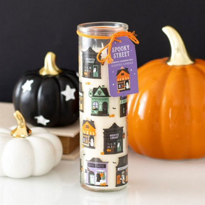  - Spooky Street Pumpkin Cinnamon Roll Glass Tube Candle