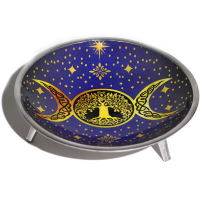  - Purple Triple Moon Enamelled Offering Plate With Tree Of Life