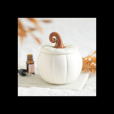  - White Curly Pumpkin Oil Burner For Autumn Fragrance Scents