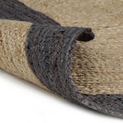 Berkfield Durable Handmade Rug Jute With Dark Grey Border 120 Cm from B&Q