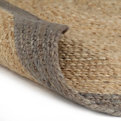 Berkfield Durable Handmade Rug Jute With Grey Border 120 Cm from B&Q