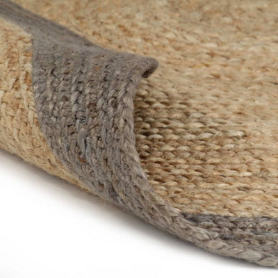 Berkfield Durable Handmade Rug Jute With Grey Border 150 Cm from B&Q