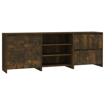 B&Q -  Sturdy 3 Piece Sideboard Smoked Oak Engineered Wood