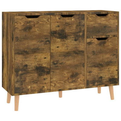 B&Q -  Sturdy Sideboard Smoked Oak 90X30X72 Cm Engineered Wood