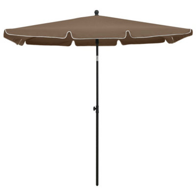 B&Q -  Durable Garden Parasol With Pole 210X140 Cm Taupe