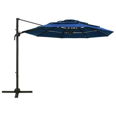 Berkfield Harmful 4-Tier Parasol With Aluminium Pole Azure Blue 3X3 M from B&Q