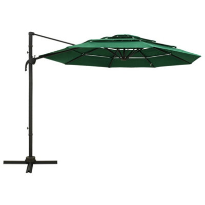 Berkfield Harmful 4-Tier Parasol With Aluminium Pole Green 3X3 M from B&Q