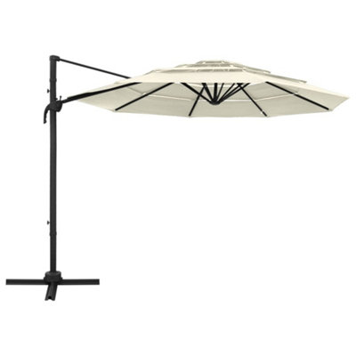 Berkfield Harmful 4-Tier Parasol With Aluminium Pole Sand 3X3 M from B&Q