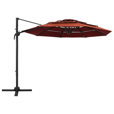 Berkfield Harmful 4-Tier Parasol With Aluminium Pole Terracotta 3X3 Medium B&Q