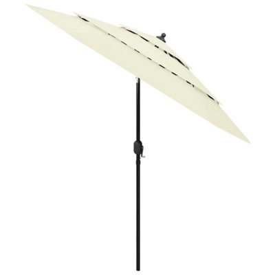 Berkfield Harmful 3-Tier Parasol With Aluminium Pole Sand 2.5 Medium B&Q