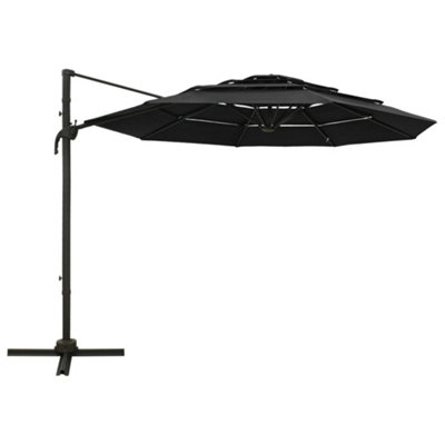 Berkfield Harmful 4-Tier Parasol With Aluminium Pole Black 3X3 M from B&Q