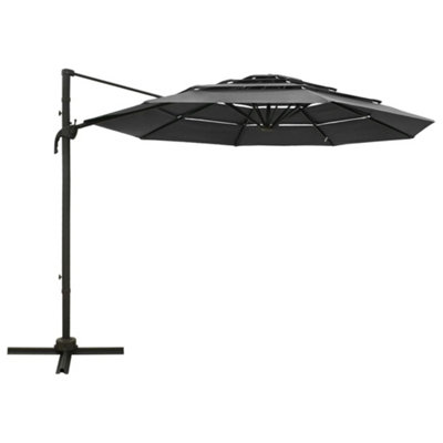 Berkfield Harmful 4-Tier Parasol With Aluminium Pole Anthracite 3X3 M from B&Q