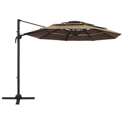 Berkfield Harmful 4-Tier Parasol With Aluminium Pole Taupe 3X3 M from B&Q