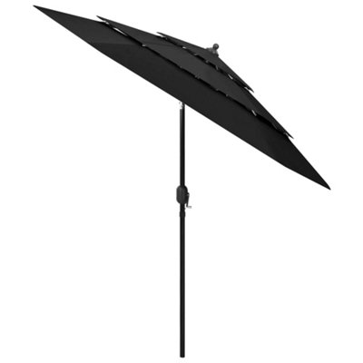 Berkfield Harmful 3-Tier Parasol With Aluminium Pole Black 2.5 M from B&Q