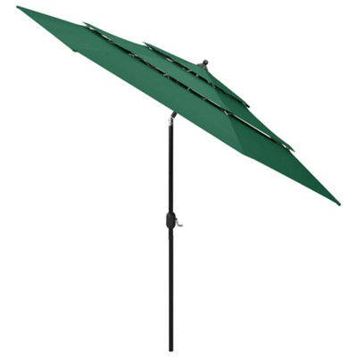 Berkfield Harmful 3-Tier Parasol With Aluminium Pole Green 3 M from B&Q