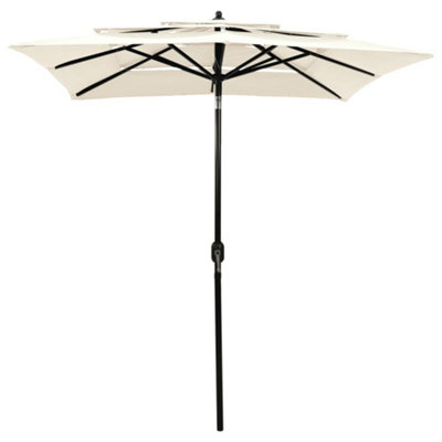 Berkfield Harmful 3-Tier Parasol With Aluminium Pole Sand 2X2 M from B&Q