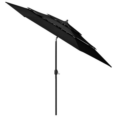 Berkfield Harmful 3-Tier Parasol With Aluminium Pole Black 3 M from B&Q