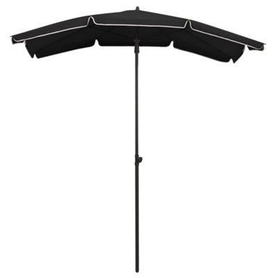 B&Q -  Durable Garden Parasol With Pole 200X130 Cm Black