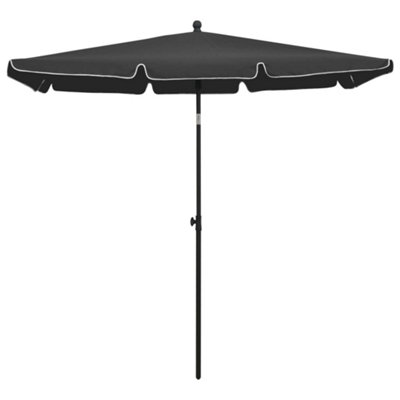 B&Q -  Durable Garden Parasol With Pole 210X140 Cm Anthracite
