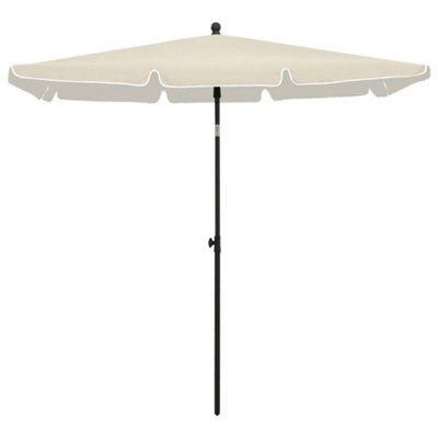 B&Q -  Durable Garden Parasol With Pole 210X140 Cm Sand