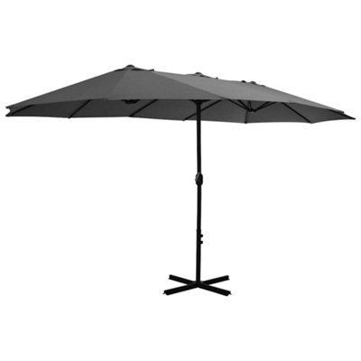 B&Q -  Durable Outdoor Parasol With Aluminium Pole 460X270 Cm Anthracite