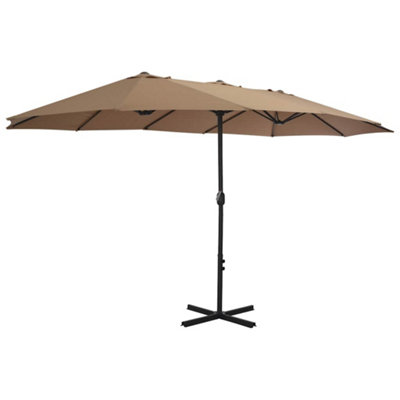 B&Q -  Durable Outdoor Parasol With Aluminium Pole 460X270 Cm Taupe