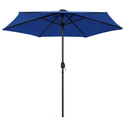 B&Q -  Durable Parasol With Led Lights And Aluminium Pole 270 Cm Azure Blue