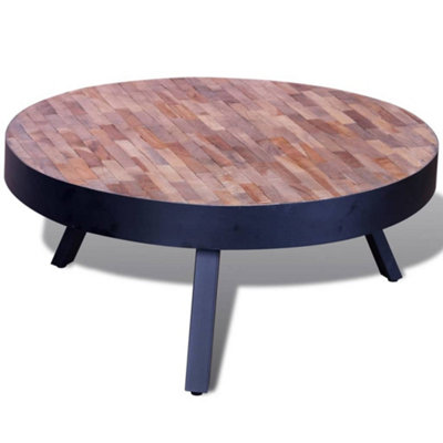 B&Q -  Durable Coffee Table Round Reclaimed Teak Wood