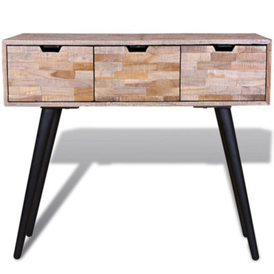 B&Q -  Durable Console Table With 3 Drawers Reclaimed Teak Wood