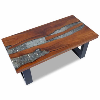 Berkfield Rustic Coffee Table Teak Resin 100X50 Cm from B&Q