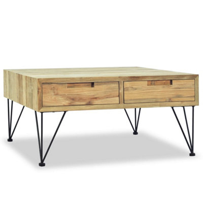 Berkfield Rustic Coffee Table 80X80X40 Cm Solid Teak from B&Q
