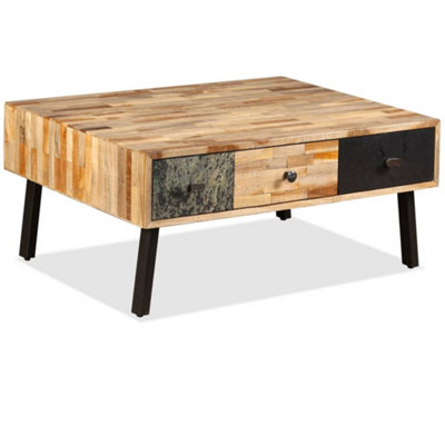 B&Q -  Durable Coffee Table Solid Reclaimed Teak 90X65X40 Cm