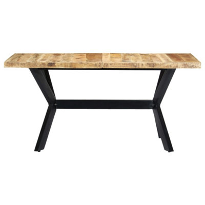 Berkfield Industrial Dining Table 160X80X75 Cm Solid Rough Mango Wood from B&Q