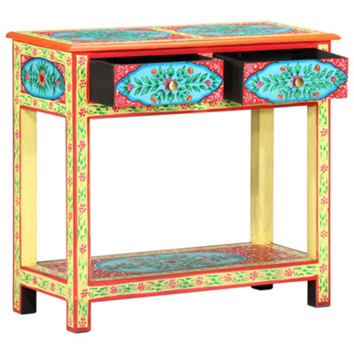 Berkfield Durable Hand Painted Console Table 80X35X75 Cm Solid Mango Wood from B&Q