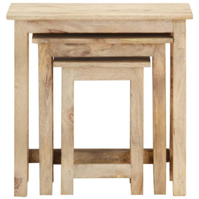 B&Q -  Durable Nesting Tables 3 Pcs Solid Mango Wood