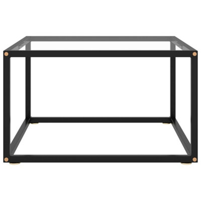 Berkfield Black Modern Coffee Table With Tempered Glass 60X60x35 Cm