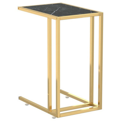 Berkfield Stylish Computer Side Table Black Marble 50X35X65 Cm Tempered Glass from B&Q
