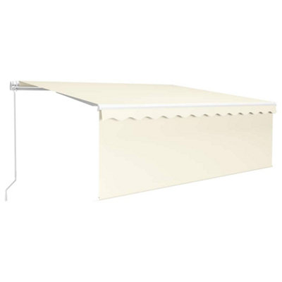 Berkfield Sturdy Manual Retractable Awning With Blind&led 4X3M Cream