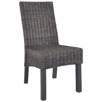 B&Q -  Comfortable Dining Chairs 2 Pcs Brown Kubu Rattan And Mango Wood