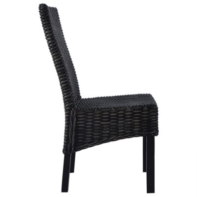 B&Q -  Comfortable Dining Chairs 6 Pcs Black Kubu Rattan And Mango Wood