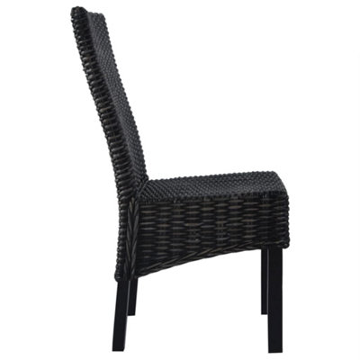 B&Q -  Comfortable Dining Chairs 4 Pcs Black Kubu Rattan And Mango Wood